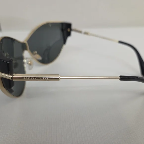 Versace Gold Frame Black Lens Cat-Eye Sunglasses - VE2239